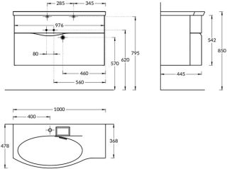 Раковина Kerama Marazzi Riva RV.wb.100Lh левая 100 см белый